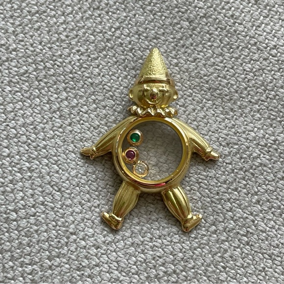 Estate⭐️18K Gold⭐️Clown Jester Mother's Charm Pendant - Picture 4 of 8